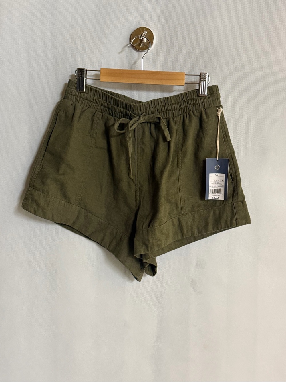 Universal Thread High Rise Linen Pull-On Shorts Olive Green XS NWT